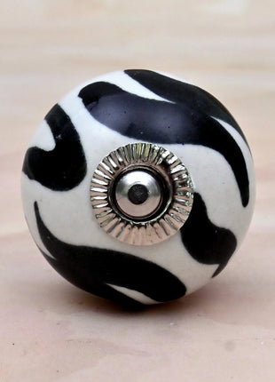 Black and White Zebra Stripe Ceramic Door Knob