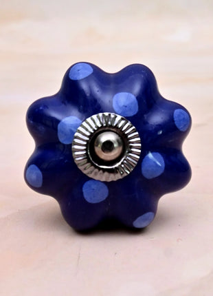 Royal Blue Polka Dot Pumpkin Ceramic Door Knob