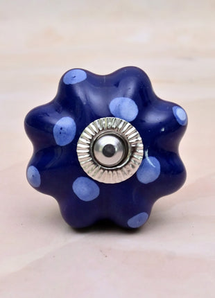 Royal Blue Polka Dot Pumpkin Ceramic Door Knob