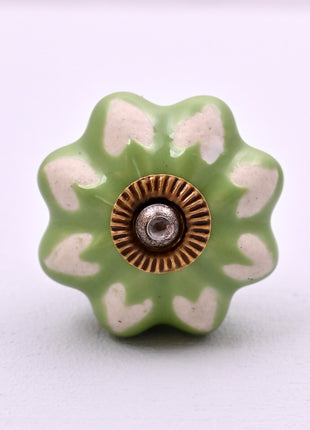 Heart Shape on Light Green Ceramic Door Knob