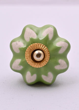 Heart Shape on Light Green Ceramic Door Knob