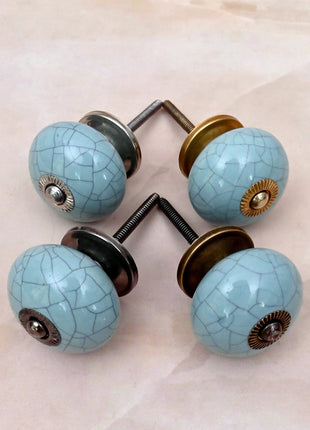 Crackle Glazed Light Blue Ceramic Door Knob