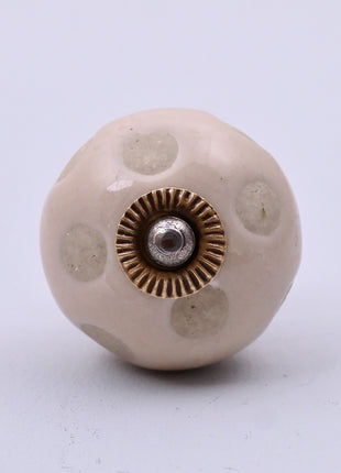 Off White Polka Dot Ceramic Door Knob