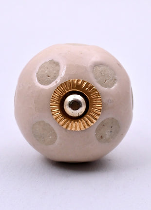 Off White Polka Dot Ceramic Door Knob