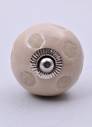 Off White Polka Dot Ceramic Door Knob