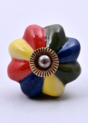 Multicolor Flower Ceramic Door Knob