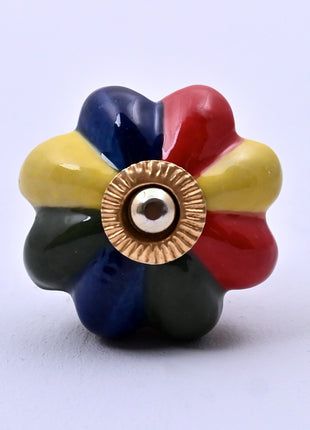 Multicolor Flower Ceramic Door Knob