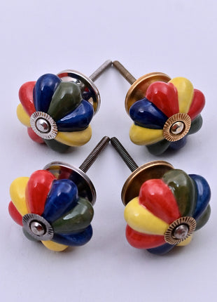 Multicolor Flower Ceramic Door Knob