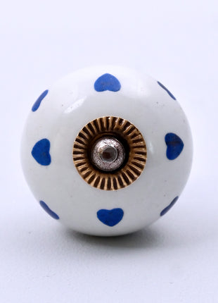 Blue Heart on White Ceramic Door Knob
