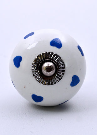 Blue Heart on White Ceramic Door Knob