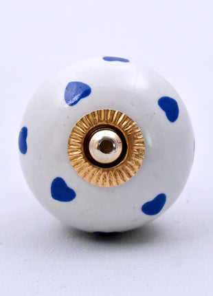 Blue Heart on White Ceramic Door Knob