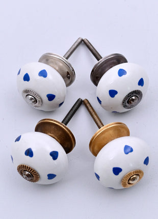 Blue Heart on White Ceramic Door Knob