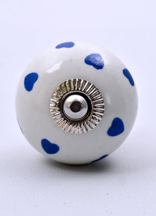 Blue Heart on White Ceramic Door Knob
