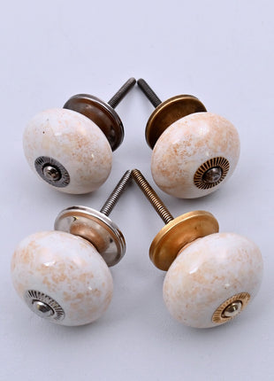 Speckled Off-White Ceramic Door Knob