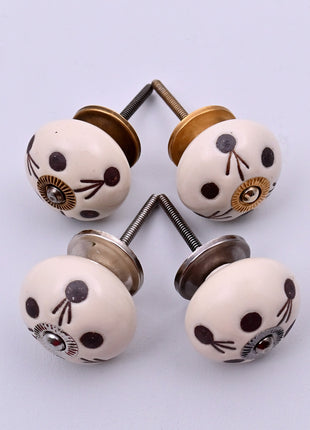 Maroon Polka Dots Ceramic Door Knob