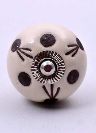 Maroon Polka Dots Ceramic Door Knob