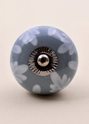 Soft Grey Floral Ceramic Door Knob