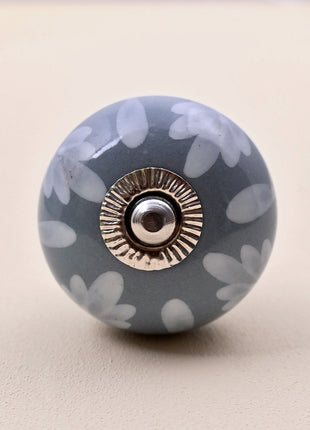 Soft Grey Floral Ceramic Door Knob