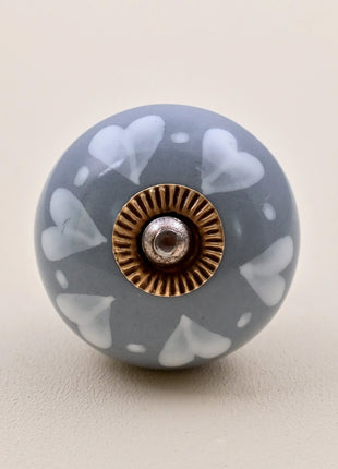 Heart Pattern on Grey Ceramic Door Knob