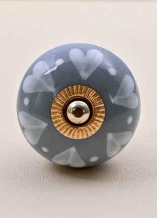 Heart Pattern on Grey Ceramic Door Knob
