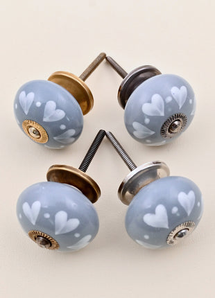 Heart Pattern on Grey Ceramic Door Knob