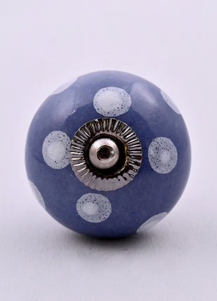 White Polka Dots on Blue Ceramic Door Knob