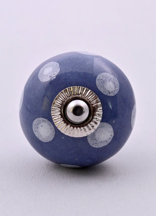 White Polka Dots on Blue Ceramic Door Knob