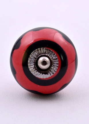 Red & Black Striped Swirl Ceramic Door Knob