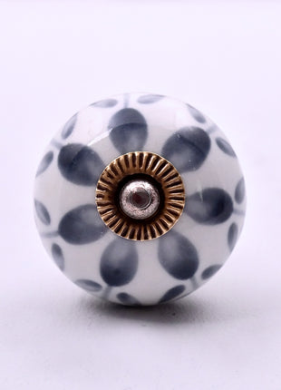 Grey Floral Ceramic Door Knob