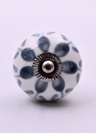 Grey Floral Ceramic Door Knob