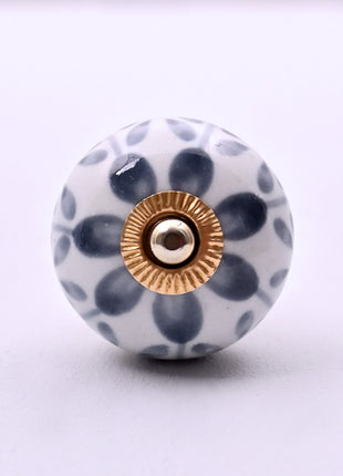 Grey Floral Ceramic Door Knob