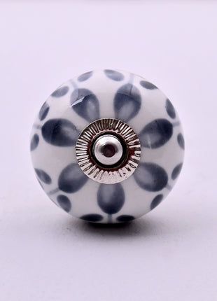 Grey Floral Ceramic Door Knob