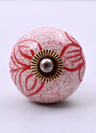Red Speckled Floral Ceramic Door Knob