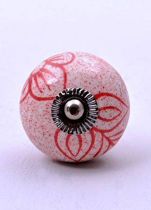 Red Speckled Floral Ceramic Door Knob