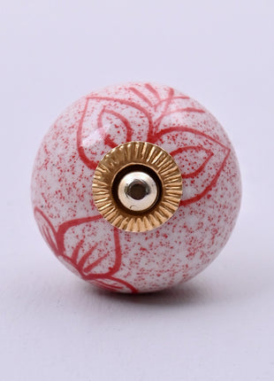 Red Speckled Floral Ceramic Door Knob