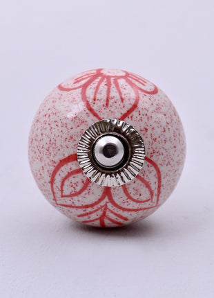 Red Speckled Floral Ceramic Door Knob