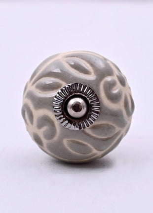 Embossed Grey Ceramic Door Knob