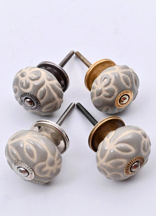Embossed Grey Ceramic Door Knob