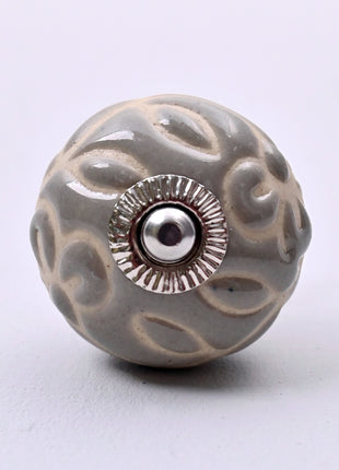 Embossed Grey Ceramic Door Knob