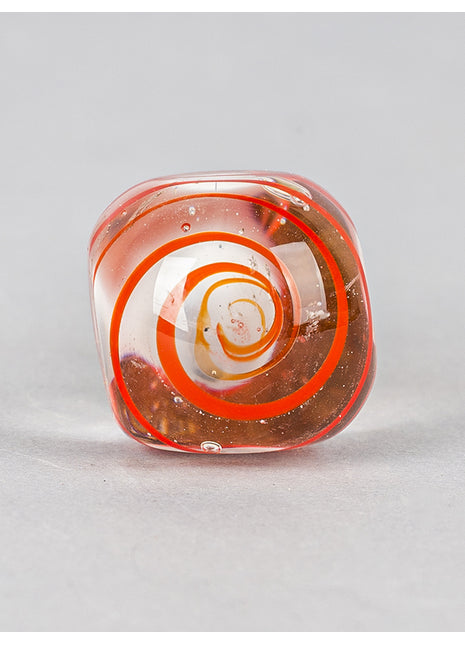 Antique Clear Glass Drawer Cabinet Knob With Red Spiral