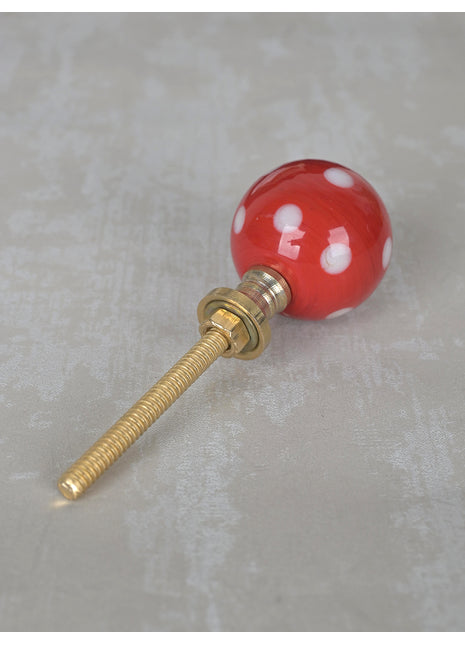 Well Designed Round Shaped Red Knob With White Polka-Dots