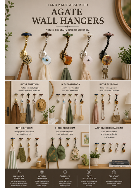 Assorted Different Color Design Wall Hanger - Agate Hangers