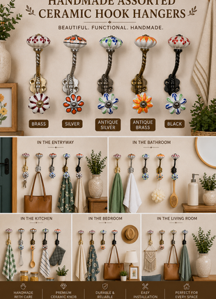 Assorted Handmade Different Design Ceramic Hook Ceramic Hangers