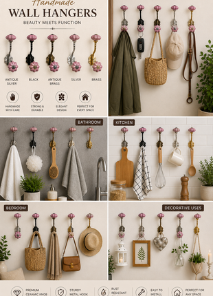 Ethnic Ceramic Metal Wall Hook With Ceramic Knob