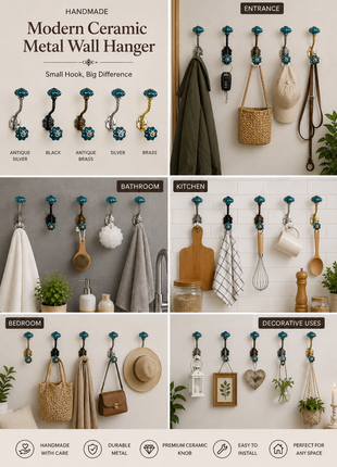 Amazing Ceramic Metal Wall Hook With Ceramic Knob