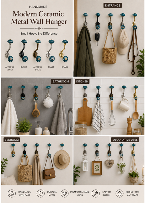 Amazing Ceramic Metal Wall Hook With Ceramic Knob
