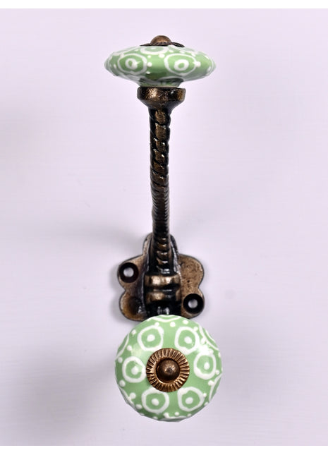 Ethnic Ceramic Metal Wall Hook With Ceramic Knob