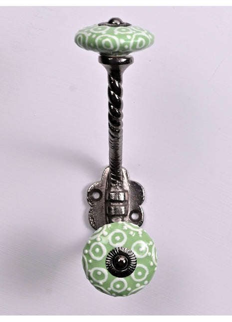 Ethnic Ceramic Metal Wall Hook With Ceramic Knob