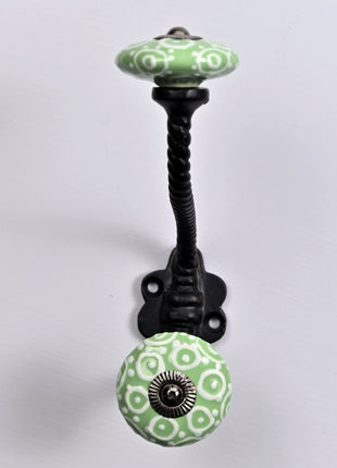 Ethnic Ceramic Metal Wall Hook With Ceramic Knob