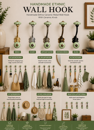 Ceramic Metal Wall Hook With Ceramic Knob